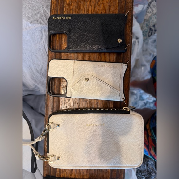 Bandolier Black and Cream iPhone 12 Pro cases and cream crossbody Set - Picture 1 of 8